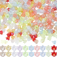 400PCS 10Colors 6-Petal Imitation Jelly Acrylic Bead Caps, AB Color Plated, Flower, Mixed Color, 11.5x10.5x8.5mm, Hole: 1.4mm, 40pcs/color(JACR-SC0001-01)