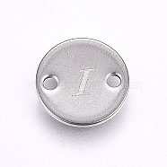 201 Stainless Steel Links connectors, Flat Round, Letter.I, Stainless Steel Color, 8x1mm, Hole: 1.5mm(STAS-H465-01P-8mm-I)