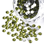 Glass Rhinestone Flat Back Cabochons, Back Plated, Faceted, Half Round, Olivine, SS8, 2.3~2.4x1mm, about 1440pcs/bag(RGLA-S002-08SS-14)