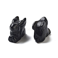 Natural Obsidian Carved Figurines, for Home Office Desktop Decoration, Rabbit, 11~13x23~24x17~19mm(DJEW-L023-E14)