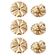 304 Stainless Steel Friction Ear Nuts, Flower, Real 18K Gold Plated, 10x10.5x4.5mm, Hole: 1mm(STAS-YW0001-69G)