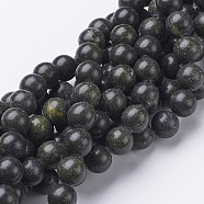 Gemstone Beads Strands, Natural Serpentine/Green Lace Stone, Round, Olive Drab, Size: about 10mm in diameter, hole: 1mm, about 40pcs/strands, 16 inch(GSR10mmC146)