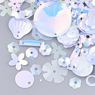 Ornament Accessories, PVC Plastic Paillette/Sequins Beads, Mixed Shapes, Alice Blue, 3~21x3~21x0.4~3mm, Hole: 1~1.6mm(PVC-T005-075D)