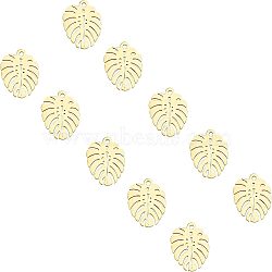 201 Stainless Steel Pendants, Leaf, Golden, 17x13x1mm, Hole: 1.4mm, 20pcs/box(STAS-UN0020-65G)