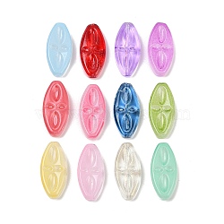 Transparent Glass Beads, Oval with Flower, Baking Paint, Mixed Color, 20x9.5x4mm, Hole: 1.2mm(DGLA-E004-14A)