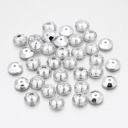 Faceted Flat Round Taiwan Acrylic Rhinestone Beads, Back Plated, Clear, 8x3.5mm, Hole: 1mm(ACRT-M02-8-04)