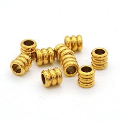 304 Stainless Steel Beads, Grooved, Column, Golden, 6x6mm, Hole: 3mm(A-STAS-N090-JA717-2)