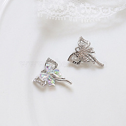 Alloy Cubic Zirconia Pendants, with Resin, Platinum, Bowknot, 19x16mm(INS-PW0001-12A-P)