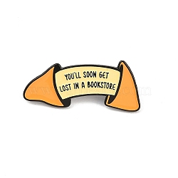 YOU'LL SOON GET LOST In A BOOKSTORE Fortune Cookie Enamel Pins, Alloy Lapel Pin Backs for Backpack Clothes, Black, Light Yellow, 13x30mm(JEWB-L027-02EB-01)