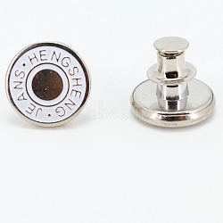 Alloy Button Pins for Jeans, Nautical Buttons, Garment Accessories, Round, Word, 17mm(PURS-PW0009-03C)
