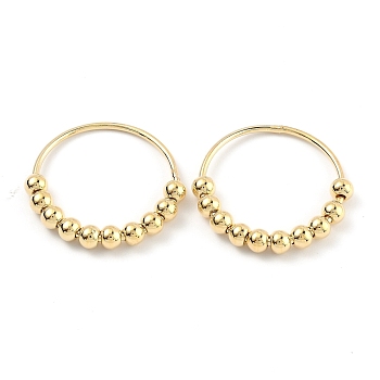 (Jewelry Parties Factory Sale)Brass Finger Ring, with Round Beads, Golden, US Size 8, Inner Diameter: 18mm