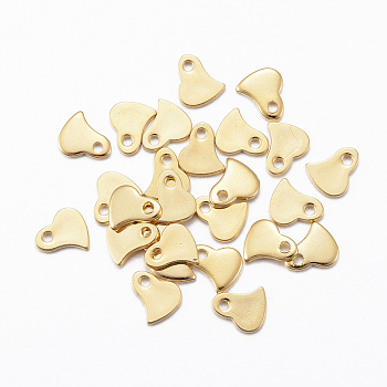 201 Stainless Steel Charms, Stamping Blank Tag, Heart, Golden, 6.5x5.5x1mm, Hole: 1mm