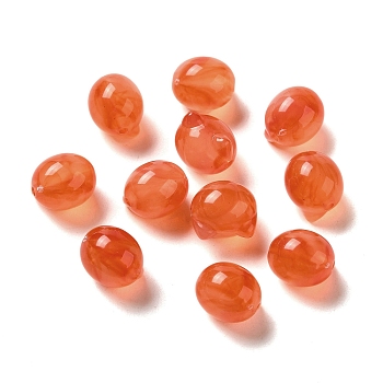 Two Tone Transparent Acrylic Beads, Paw, Tomato, 11x12x10.5mm, Hole: 1.8mm, about 574pcs/500g