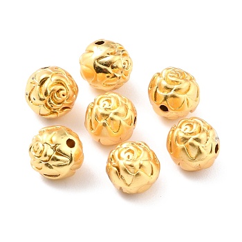 Rack Plating Alloy Beads, Cadmium Free & Lead Free, Long-Lasting Plated, Flower, Matte Gold Color, 8mm, Hole: 1.2mm