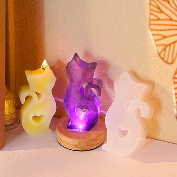 DIY Silicone Candle Molds, For Candle Making, Cat Shape, 13.2x6x2.6cm