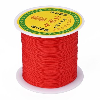 Braided Nylon Thread, Chinese Knotting Cord Beading Cord for Beading Jewelry Making, Red, 0.5mm, about 150yards/roll