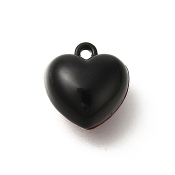 Red and Black Double Screen Alloy Pendants, Heart, 13x12.5x9mm, Hole: 1.2mm