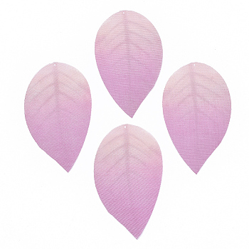 Polyester Organza Fabric Big Pendants, For DIY Jewelry Making Crafts, Leaf, Plum, 50~53x30mm, Hole: 0.5mm