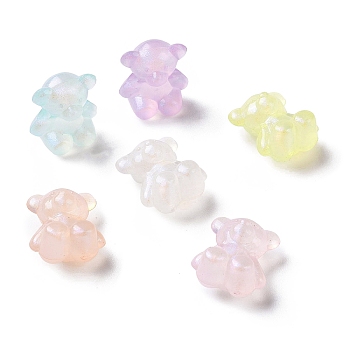 Luminous Acrylic Beads, Glitter Beads, Glow in the Dark, Bear, Mixed Color, 17.5x15x10.5mm, Hole: 3mm, about 370pcs/500g