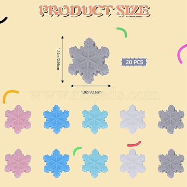 20Pcs 5 Colors Snowflake Food Grade Eco-Friendly Silicone Beads(SIL-SZ0001-21)-2