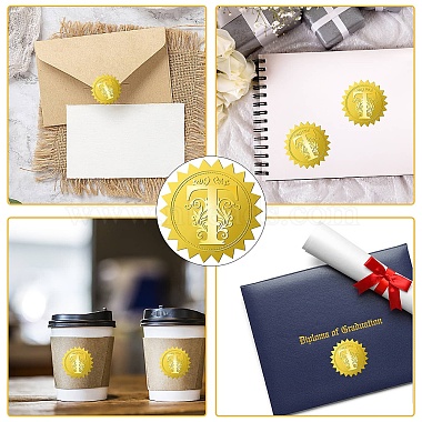 34 Sheets Self Adhesive Gold Foil Embossed Stickers(DIY-WH0509-044)-4