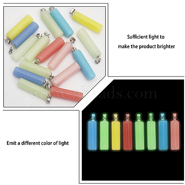 16Pcs 8 Colors Synthetic Luminous Stone Pendants(G-CA0001-76)-3