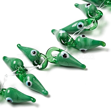 Green Teardrop Lampwork Beads