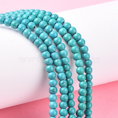 1 Strand Dyed Dark Cyan Round Synthetic Turquoise Beads Strands(X-TURQ-G106-4mm-02E)-4