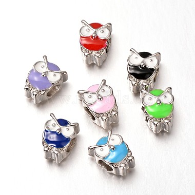 12mm Mixed Color Owl Alloy + Enamel Beads