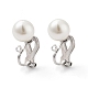 304 Stainless Steel Clip-on Earring Findings with Imitation Pearl Plastic Beaded(STAS-H216-03B-P)-1
