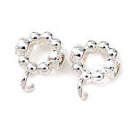 Brass & Cubic Zirconia Tube Bails, Flower, 925 Sterling Silver Plated, 11x8x3.5mm, Hole: 1.6mm, Inner Diameter: 4mm(KK-L270-09S)