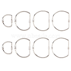 8Pcs 4 Styles Iron Screw Carabiner Lock Charms, D Shape, Platinum, 45~83.5x38~75x6mm, 2pcs/style(FIND-FH0014-46)