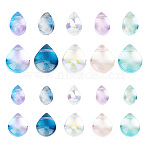 160Pcs 10 Colors Transparent Glass Beads, Top Drilled Beads, Teardrop, Mixed Color, 9~12x6~9x5~6mm, Hole: 1mm, 16Pcs/color(GGLA-GO0001-01)