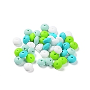 Rondelle Food Grade Eco-Friendly Silicone Focal Beads, Chewing Beads For Teethers, DIY Nursing Necklaces Making, Lawn Green, 11.5x7mm, Hole: 2.5mm, 4 colors, 10pcs/color, 40pcs/bag(SIL-F003-07E)