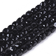 Natural Black Spinel Beads Strands, Faceted, Cube, 4x4x4mm, Hole: 0.7mm, about 102pcs/strand, 15.35 inch(39cm)(G-S362-001)