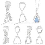 Elite 6Pcs 3 Style 925 Sterling Silver Pendant Bails, Ice Pick Pinch Bails, with 925 Stamp, Silver, 12~17mm, Hole: 4~4.5x3~4mm, 2Pcs/style(STER-PH0002-19)