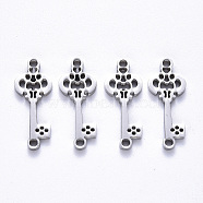 201 Stainless Steel Links Connectors, Laser Cut, Key, Stainless Steel Color, 23x9x1.5mm, Hole: 1.6mm(STAS-S114-45)