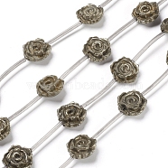 Natural Pyrite Beads Strands, Rose, 16x16x7.5mm, Hole: 1.4mm, about 12pcs/strand, 16.54 inch(42cm)(G-I194-34)