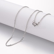 304 Stainless Steel Necklace, Cable Chains, with Lobster Clasps, Stainless Steel Color, 17.72 inch(450mm), 1.5mm(MAK-K004-17P)