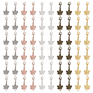 12 Sets Maple Leaf Alloy Pendants Decorations Set, Alloy Lobster Clasp Charms, Clip-on Charm, for Keychain, Purse, Backpack Ornament, Mixed Color, 35mm, 5pcs/set(HJEW-CA0001-61)