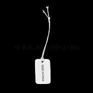 Paper Price Tags, with Elastic Cord, Rectangle with Word, WhiteSmoke, 8~8.5cm, Rectangle: 25x15x0.3mm(CDIS-G008-08)