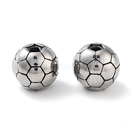 304 Stainless Steel Beads, Sport Ball, Football, Antique Silver, 9.5x8.5mm, Hole: 1.8mm(STAS-M057-43AS-03)