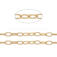304 Stainless Steel Cable Chains, Unwelded, with Spool, Oval, Golden, 9x5x1.2mm, about 3.28 Feet(1m)/roll(X-CHS-F011-04A-G)