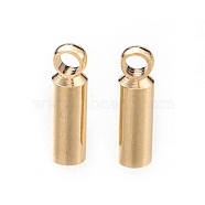 Brass Cord Ends, Long-Lasting Plated, Real 24K Gold Plated, 7x2mm, Hole: 1.2mm, Inner Diameter: 1.5mm(KK-H759-40A-G)