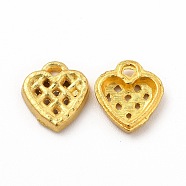 Rack Plating Alloy Pendants, Heart Charm, Matte Gold Color, 11.5x10.5x2.5mm, Hole: 1mm(PALLOY-A001-57MG)