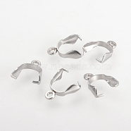 304 Stainless Steel Ice Pick Pinch Bails, Stainless Steel Color, 12x9.5x4mm, Hole: 1.5mm, Pin: 0.92mm(STAS-Q210-101)