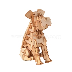 Schnauzer DIY Wooden Assembly Animal Toys Kits for Boys and Girls, 3D Puzzle Model for Kids, Children Intelligence Toys, Wheat, 25.5x17.5cm(WOCR-PW0007-01)