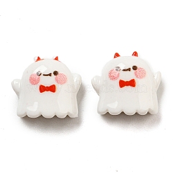 Halloween Opaque Resin Decoden Cabochons, Small Ghost with Devil Horn, Red, 11.5x13x6mm(CRES-R202-01D)