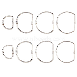 8Pcs 4 Styles Iron Screw Carabiner Lock Charms, D Shape, Platinum, 45~83.5x38~75x6mm, 2pcs/style(FIND-FH0014-46)
