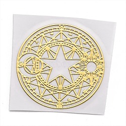 Self Adhesive Brass Stickers, Scrapbooking Stickers, for Epoxy Resin Crafts, Flat Round with Star, Golden, 3.1x0.05cm(DIY-I044-18G)